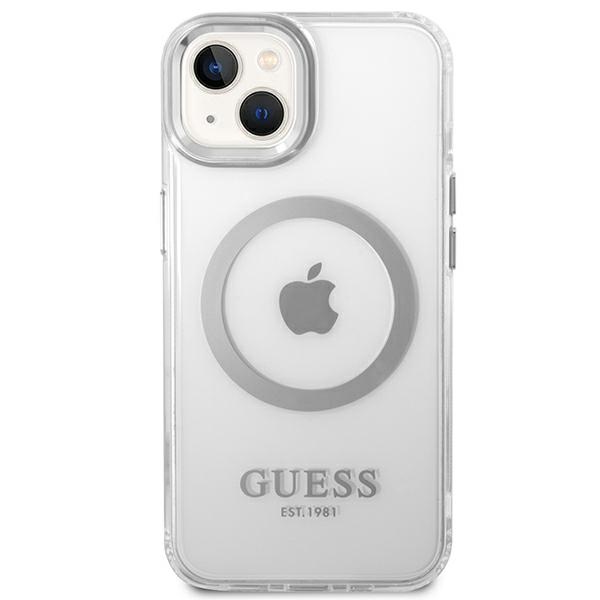 iTok webáruház - Guess Guess GUHMP14SHTRMS Metal Outline Magsafe tok iPhone 14 (6,1 hüvelykes, ezüst/átlátszó) 3 Guess GUHMP14SHTRMS iPhone 14 6.1" silver/silver hard case Metal Outline Magsafe