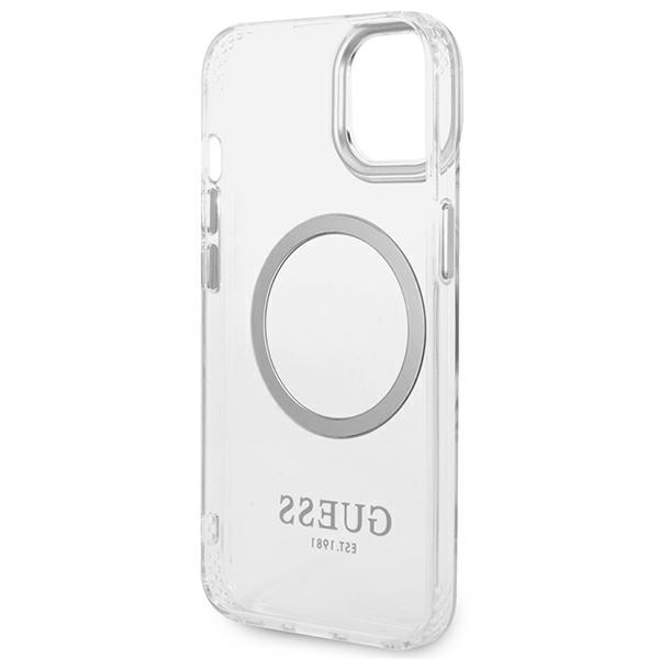 iTok webáruház - Guess Guess GUHMP14SHTRMS Metal Outline Magsafe tok iPhone 14 (6,1 hüvelykes, ezüst/átlátszó) 7 Guess GUHMP14SHTRMS iPhone 14 6.1" silver/silver hard case Metal Outline Magsafe
