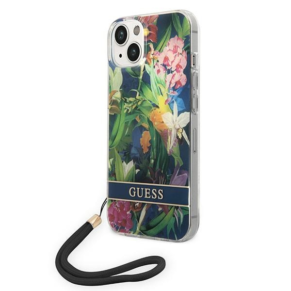 iTok webáruház - Guess Guess GUOHCP14SHFLSB Flower Strap kék tok iPhone 14 6,1 hüvelykhez 1 Guess GUOHCP14SHFLSB iPhone 14 6.1 "blue / blue hardcase Flower Strap