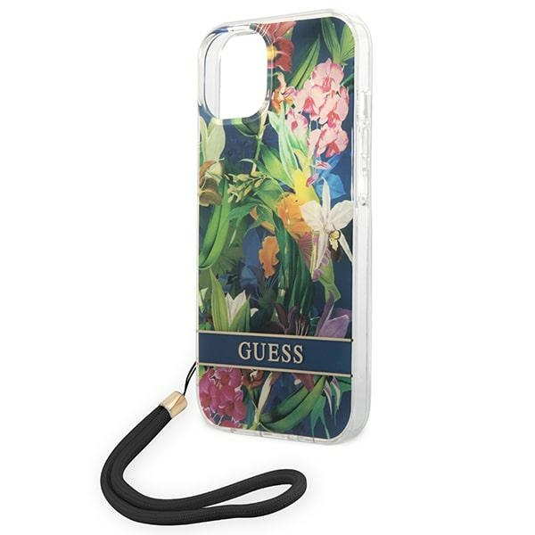 iTok webáruház - Guess Guess GUOHCP14SHFLSB Flower Strap kék tok iPhone 14 6,1 hüvelykhez 5 Guess GUOHCP14SHFLSB iPhone 14 6.1 "blue / blue hardcase Flower Strap