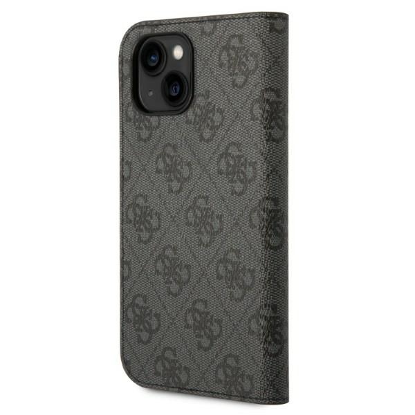 iTok webáruház - Guess Guess GUBKP14SHG4SHK iPhone 14 6,1 hüvelykes fekete könyvtok – 4G Vintage Gold Logo 2 Guess GUBKP14SHG4SHK iPhone 14 6.1 "black / black book 4G Vintage Gold Logo
