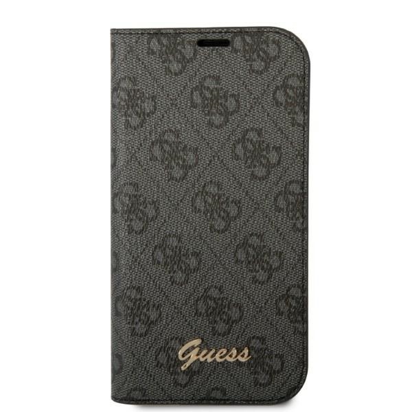 iTok webáruház - Guess Guess GUBKP14SHG4SHK iPhone 14 6,1 hüvelykes fekete könyvtok – 4G Vintage Gold Logo 3 Guess GUBKP14SHG4SHK iPhone 14 6.1 "black / black book 4G Vintage Gold Logo
