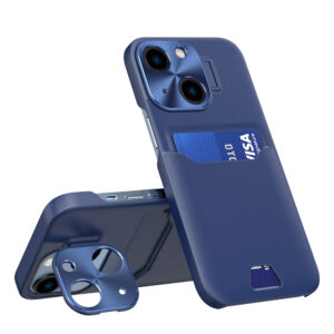 Hurtel Leather Stand Case tok iPhone 14 készülékhez, kék