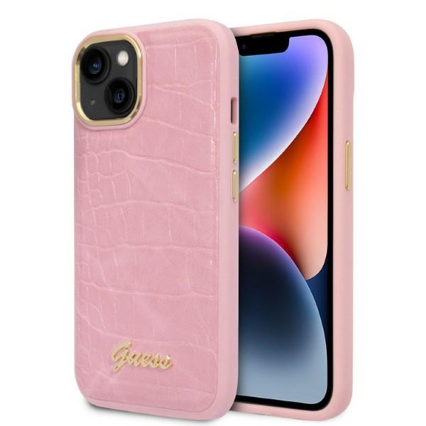 iTok webáruház - Guess Guess Croco Collection tok iPhone 14 készülékhez (rózsaszín) 1 Guess Croco Collection case for iPhone 14 (rózsaszín)