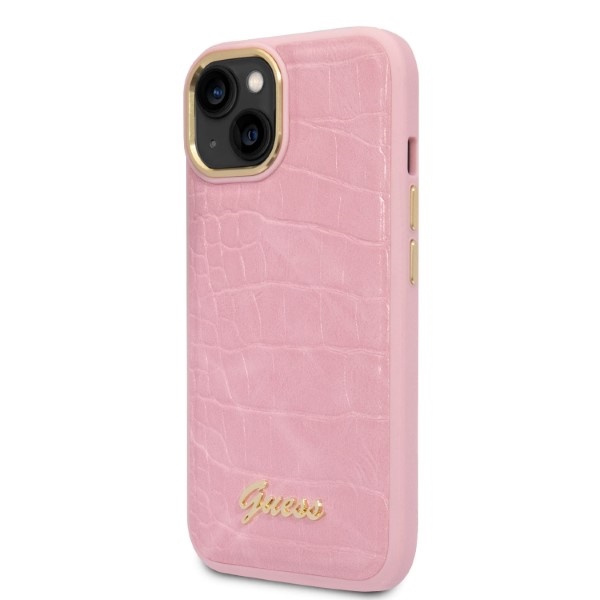 iTok webáruház - Guess Guess Croco Collection tok iPhone 14 készülékhez (rózsaszín) 2 Guess Croco Collection case for iPhone 14 (rózsaszín)