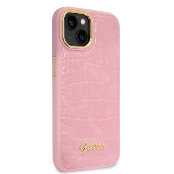 iTok webáruház - Guess Guess Croco Collection tok iPhone 14 készülékhez (rózsaszín) 4 Guess Croco Collection case for iPhone 14 (rózsaszín)