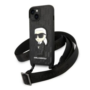 Karl Lagerfeld KLHCP14SSTKMK iPhone 14 6,1 hüvelykes fekete keménytok – Monogram Ikonik Patch