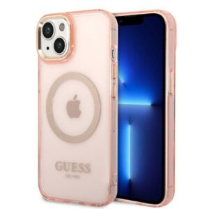 Guess GUHMP14SHTCMP iPhone 14 6,1 hüvelykes rózsaszín kemény tok MagSafe