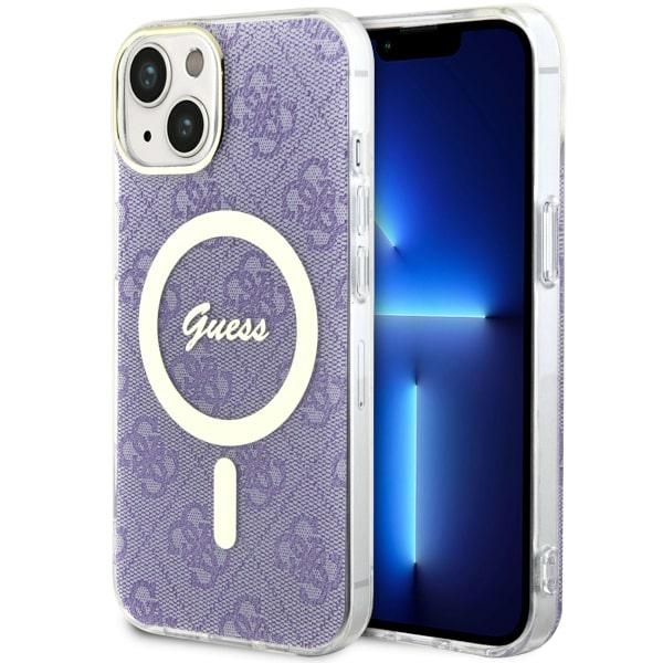 iTok webáruház - Guess Guess 4G MagSafe tok iPhone 14 készülékhez (lila) 1 Guess 4G MagSafe case for iPhone 14 (lila)