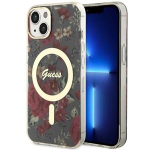 Guess Flower MagSafe tok iPhone 14 készülékhez (zöld)
