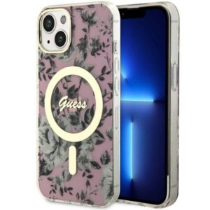 Guess Flower MagSafe tok iPhone 14-hez (rózsaszín)