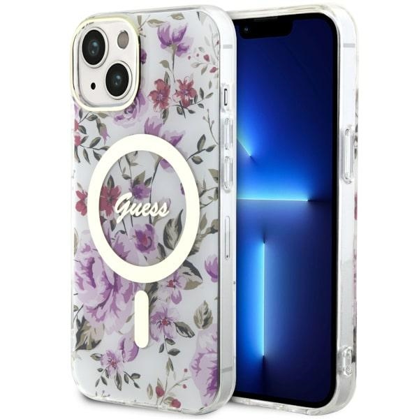 iTok webáruház - Guess Guess Flower MagSafe tok iPhone 14-hez (átlátszó) 1 Guess Flower MagSafe case for iPhone 14 (átlátszó)