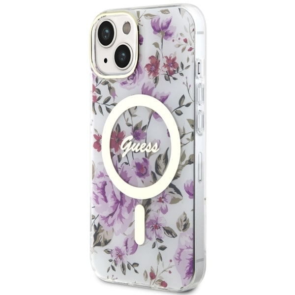 iTok webáruház - Guess Guess Flower MagSafe tok iPhone 14-hez (átlátszó) 2 Guess Flower MagSafe case for iPhone 14 (átlátszó)