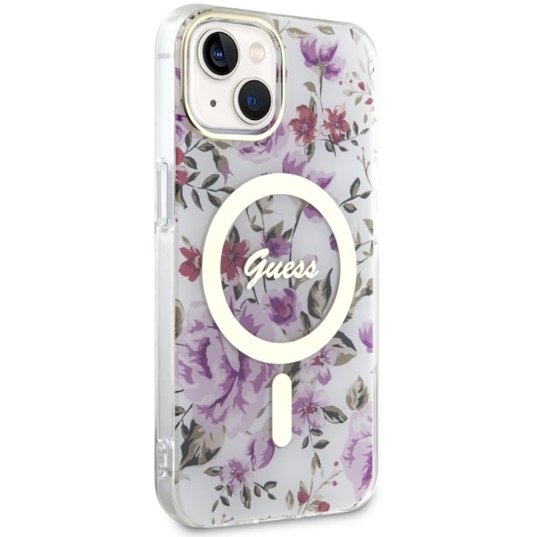 iTok webáruház - Guess Guess Flower MagSafe tok iPhone 14-hez (átlátszó) 4 Guess Flower MagSafe case for iPhone 14 (átlátszó)