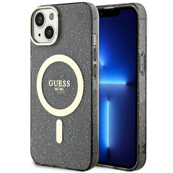 iTok webáruház - Guess Guess Glitter Gold MagSafe tok iPhone 14 készülékhez (fekete) 1 Guess Glitter Gold MagSafe case for iPhone 14 (fekete)