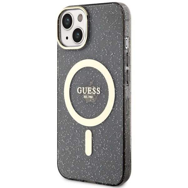 iTok webáruház - Guess Guess Glitter Gold MagSafe tok iPhone 14 készülékhez (fekete) 2 Guess Glitter Gold MagSafe case for iPhone 14 (fekete)