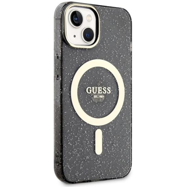 iTok webáruház - Guess Guess Glitter Gold MagSafe tok iPhone 14 készülékhez (fekete) 4 Guess Glitter Gold MagSafe case for iPhone 14 (fekete)