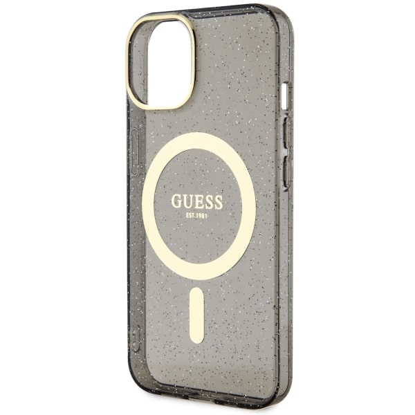 iTok webáruház - Guess Guess Glitter Gold MagSafe tok iPhone 14 készülékhez (fekete) 6 Guess Glitter Gold MagSafe case for iPhone 14 (fekete)