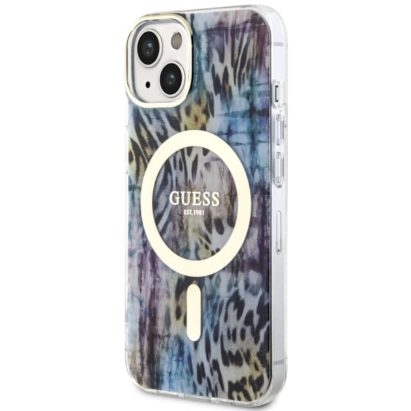 iTok webáruház - Guess Guess Leopard MagSafe tok iPhone 14 készülékhez (kék) 2 Guess Leopard MagSafe case for iPhone 14 (kék)