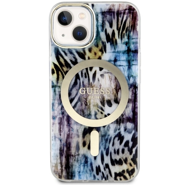 iTok webáruház - Guess Guess Leopard MagSafe tok iPhone 14 készülékhez (kék) 3 Guess Leopard MagSafe case for iPhone 14 (kék)