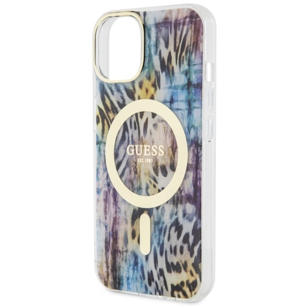 iTok webáruház - Guess Guess Leopard MagSafe tok iPhone 14 készülékhez (kék) 6 Guess Leopard MagSafe case for iPhone 14 (kék)