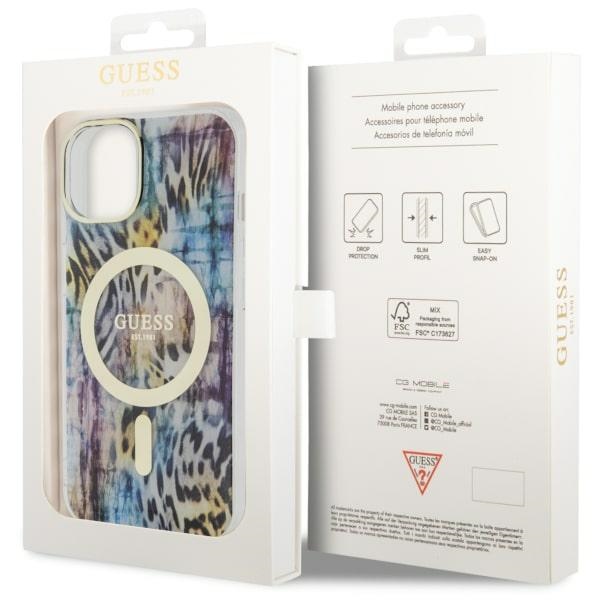 iTok webáruház - Guess Guess Leopard MagSafe tok iPhone 14 készülékhez (kék) 8 Guess Leopard MagSafe case for iPhone 14 (kék)