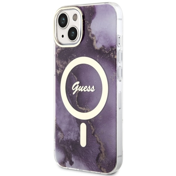 iTok webáruház - Guess Guess GUHMP14SHTMRSU iPhone 14 6,1 hüvelykes lila keménytok Golden Marble MagSafe 2 Guess GUHMP14SHTMRSU iPhone 14 6.1" purple/purple hardcase Golden Marble MagSafe