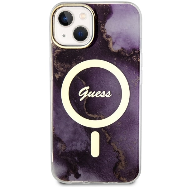 iTok webáruház - Guess Guess GUHMP14SHTMRSU iPhone 14 6,1 hüvelykes lila keménytok Golden Marble MagSafe 3 Guess GUHMP14SHTMRSU iPhone 14 6.1" purple/purple hardcase Golden Marble MagSafe