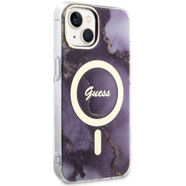 iTok webáruház - Guess Guess GUHMP14SHTMRSU iPhone 14 6,1 hüvelykes lila keménytok Golden Marble MagSafe 4 Guess GUHMP14SHTMRSU iPhone 14 6.1" purple/purple hardcase Golden Marble MagSafe