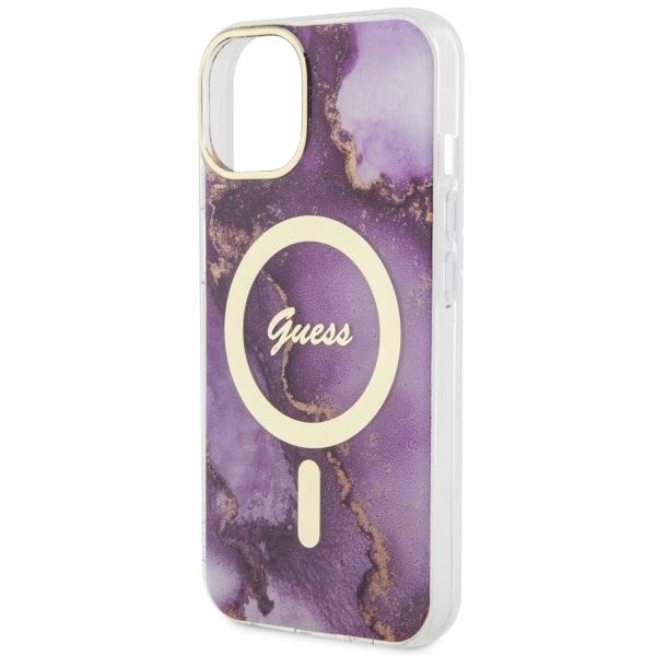 iTok webáruház - Guess Guess GUHMP14SHTMRSU iPhone 14 6,1 hüvelykes lila keménytok Golden Marble MagSafe 6 Guess GUHMP14SHTMRSU iPhone 14 6.1" purple/purple hardcase Golden Marble MagSafe
