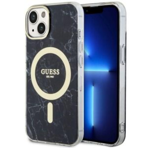 Guess GUHMP14SPCUMAK iPhone 14 6,1″ fekete Marble MagSafe tok