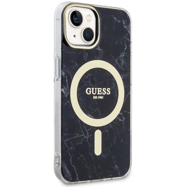 iTok webáruház - Guess Guess GUHMP14SPCUMAK iPhone 14 6,1" fekete Marble MagSafe tok 4 Guess GUHMP14SPCUMAK iPhone 14 6.1" black/black hardcase Marble MagSafe