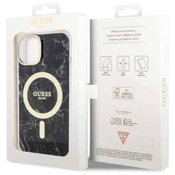 iTok webáruház - Guess Guess GUHMP14SPCUMAK iPhone 14 6,1" fekete Marble MagSafe tok 8 Guess GUHMP14SPCUMAK iPhone 14 6.1" black/black hardcase Marble MagSafe