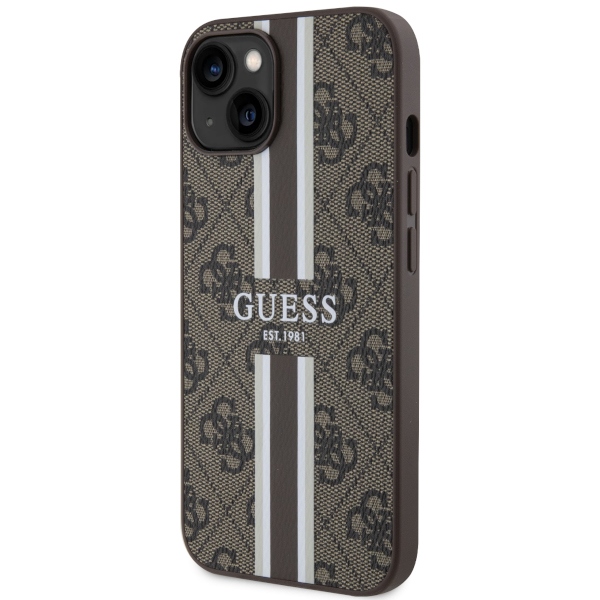 iTok webáruház - Guess Guess GUHMP14SP4RPSW iPhone 14 6.1" barna keménytok – 4G Printed Stripes MagSafe 2 Guess GUHMP14SP4RPSW iPhone 14 6.1" brown/brown hardcase 4G Printed Stripes MagSafe