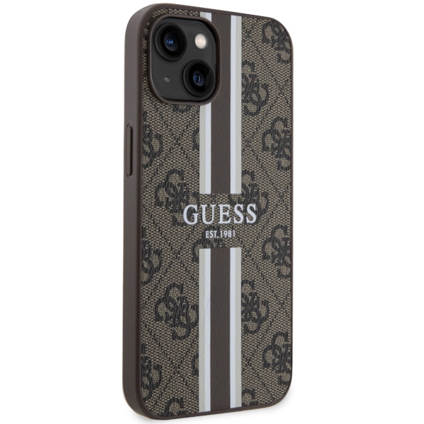 iTok webáruház - Guess Guess GUHMP14SP4RPSW iPhone 14 6.1" barna keménytok – 4G Printed Stripes MagSafe 4 Guess GUHMP14SP4RPSW iPhone 14 6.1" brown/brown hardcase 4G Printed Stripes MagSafe