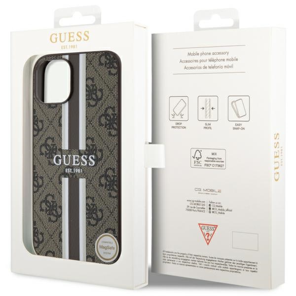 iTok webáruház - Guess Guess GUHMP14SP4RPSW iPhone 14 6.1" barna keménytok – 4G Printed Stripes MagSafe 8 Guess GUHMP14SP4RPSW iPhone 14 6.1" brown/brown hardcase 4G Printed Stripes MagSafe