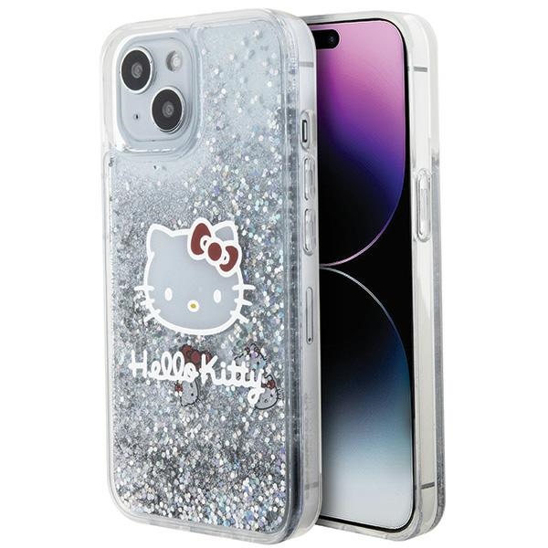 iTok webáruház - Hello Kitty Hello Kitty Liquid Glitter Charms Kitty Head tok iPhone 14 készülékhez (ezüst) 1 Hello Kitty Liquid Glitter Charms Kitty Head case for iPhone 14 (ezüst)