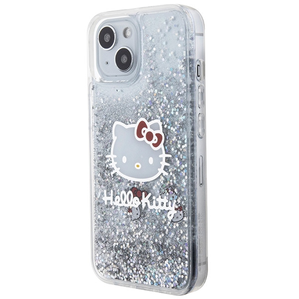 iTok webáruház - Hello Kitty Hello Kitty Liquid Glitter Charms Kitty Head tok iPhone 14 készülékhez (ezüst) 2 Hello Kitty Liquid Glitter Charms Kitty Head case for iPhone 14 (ezüst)