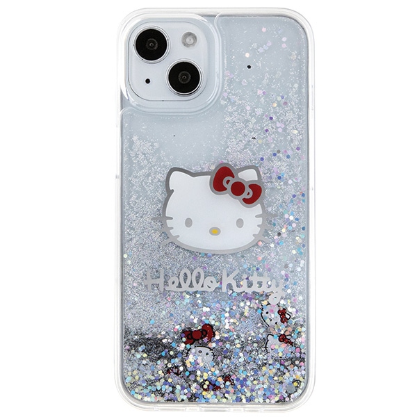 iTok webáruház - Hello Kitty Hello Kitty Liquid Glitter Charms Kitty Head tok iPhone 14 készülékhez (ezüst) 3 Hello Kitty Liquid Glitter Charms Kitty Head case for iPhone 14 (ezüst)