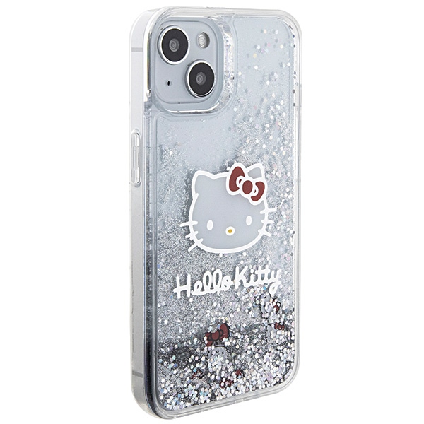iTok webáruház - Hello Kitty Hello Kitty Liquid Glitter Charms Kitty Head tok iPhone 14 készülékhez (ezüst) 4 Hello Kitty Liquid Glitter Charms Kitty Head case for iPhone 14 (ezüst)
