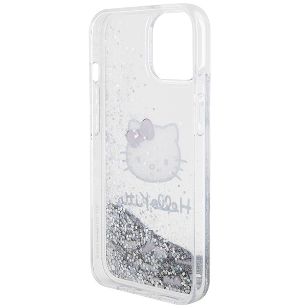 iTok webáruház - Hello Kitty Hello Kitty Liquid Glitter Charms Kitty Head tok iPhone 14 készülékhez (ezüst) 5 Hello Kitty Liquid Glitter Charms Kitty Head case for iPhone 14 (ezüst)