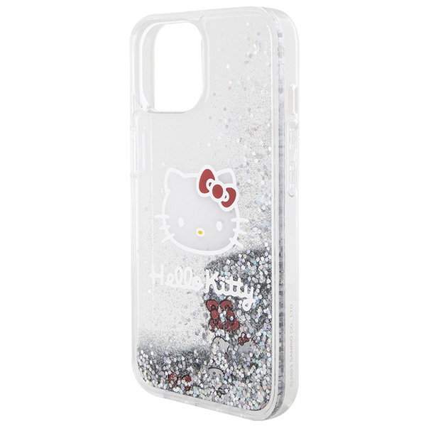iTok webáruház - Hello Kitty Hello Kitty Liquid Glitter Charms Kitty Head tok iPhone 14 készülékhez (ezüst) 6 Hello Kitty Liquid Glitter Charms Kitty Head case for iPhone 14 (ezüst)