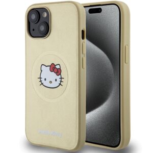 Hello Kitty Leather Kitty Head MagSafe tok iPhone 14 készülékhez (arany)