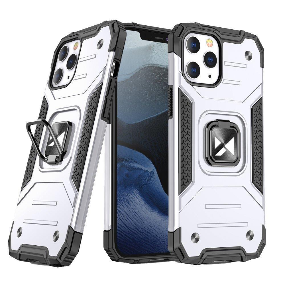 iTok webáruház - Wozinsky Wozinsky Ring Armor tok iPhone 14 Pro Max készülékhez – ezüst 1 Wozinsky Ring Armor case for iPhone 14 Pro Max armored cover magnetic holder ring silver