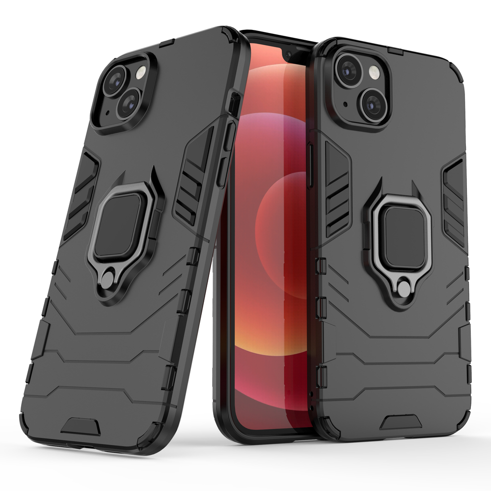 iTok webáruház - Hurtel Ring Armor tok iPhone 14 Pro Max készülékhez, fekete 2 Ring Armor case for iPhone 14 Pro Max armored cover magnetic holder ring black