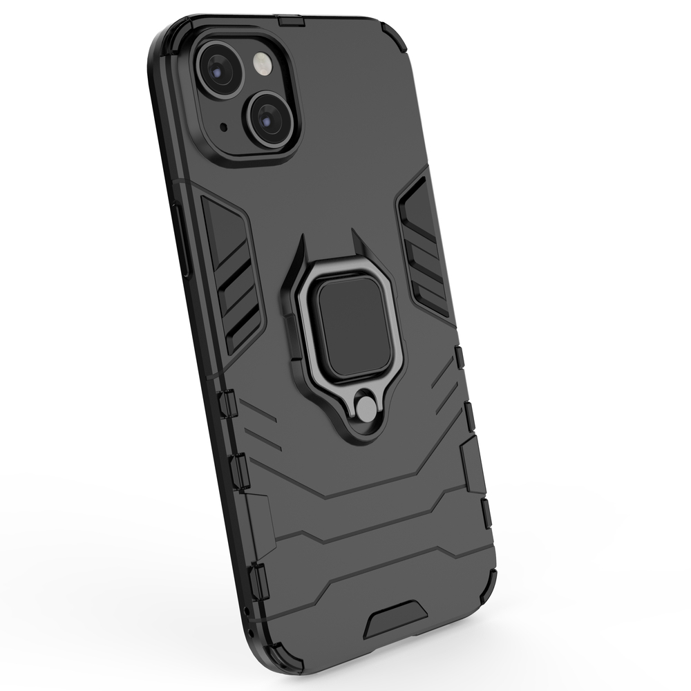 iTok webáruház - Hurtel Ring Armor tok iPhone 14 Pro Max készülékhez, fekete 5 Ring Armor case for iPhone 14 Pro Max armored cover magnetic holder ring black