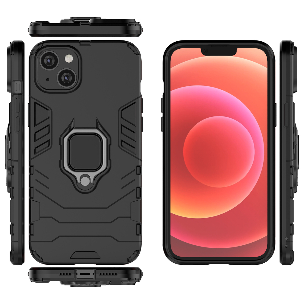 iTok webáruház - Hurtel Ring Armor tok iPhone 14 Pro Max készülékhez, fekete 6 Ring Armor case for iPhone 14 Pro Max armored cover magnetic holder ring black