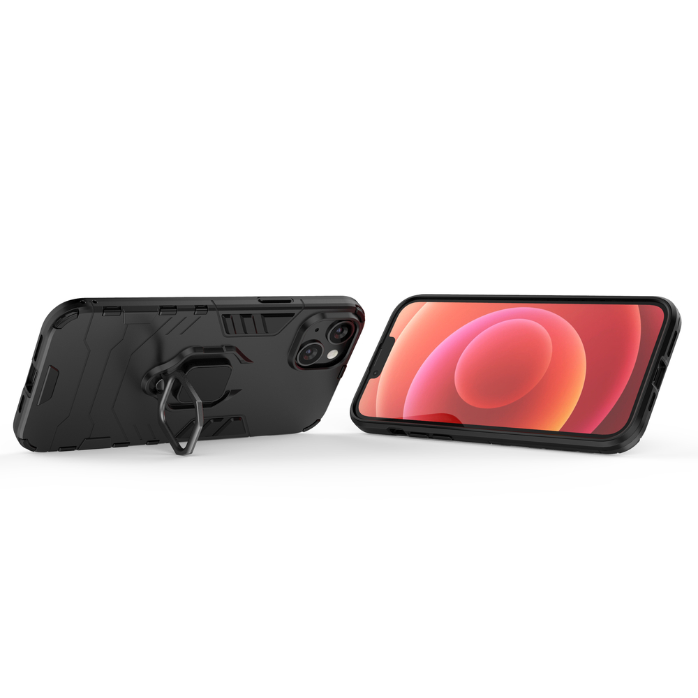iTok webáruház - Hurtel Ring Armor tok iPhone 14 Pro Max készülékhez, fekete 7 Ring Armor case for iPhone 14 Pro Max armored cover magnetic holder ring black