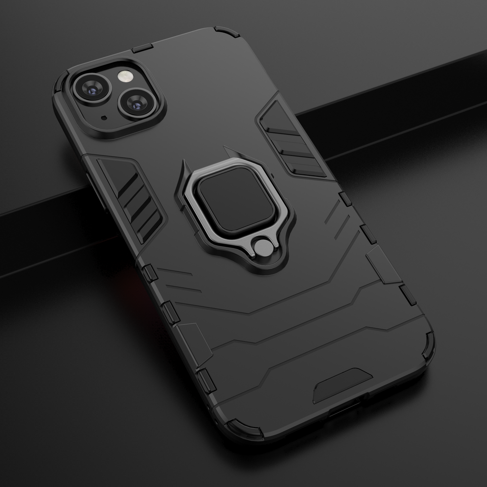 iTok webáruház - Hurtel Ring Armor tok iPhone 14 Pro Max készülékhez, fekete 8 Ring Armor case for iPhone 14 Pro Max armored cover magnetic holder ring black