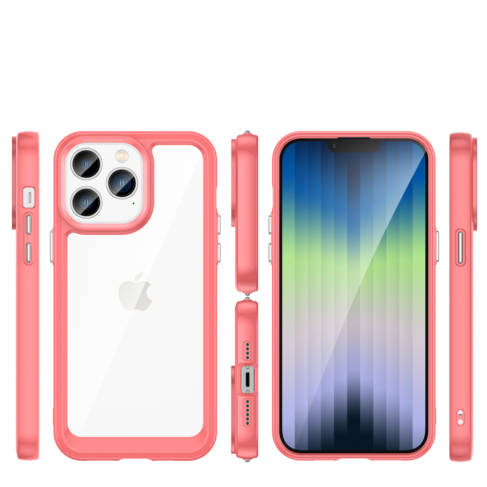 iTok webáruház - Hurtel Outer Space tok iPhone 14 Pro Max készülékhez – piros 2 Outer Space Case iPhone 14 Pro Max hard cover with a gel frame red